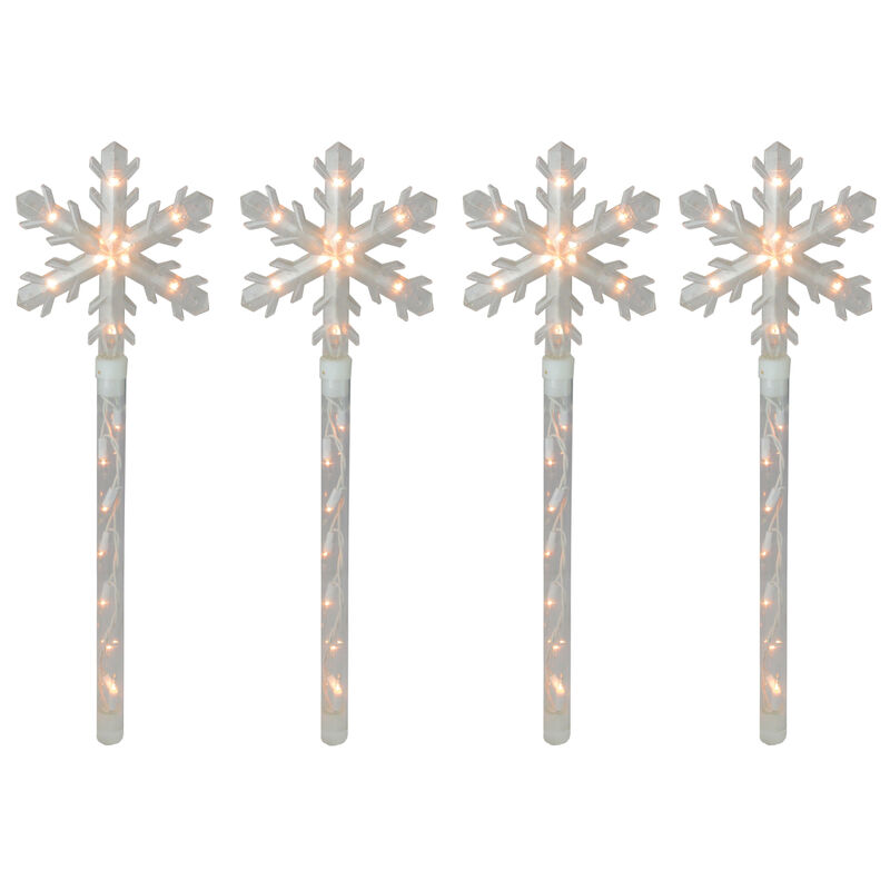 4ct Snowflakes Christmas Pathway Marker with Lawn Stakes - Clear Lights