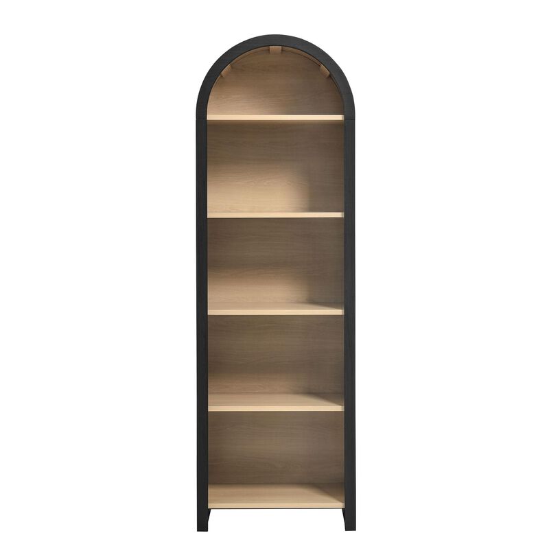 Modway Evie Modern Arched Narrow Bookcase in Black - 71 Inch Open Shelf Display Cabinet - Stylish 5-Tier Bookshelf for Living Room, Dining Room, or Home Office image number 6