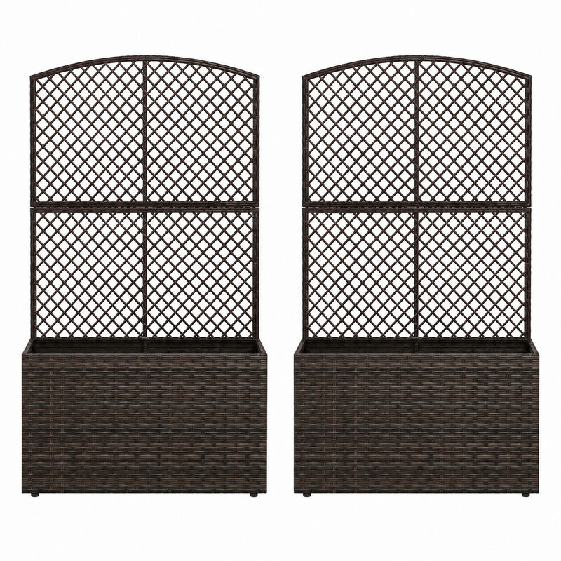 2 Pack Raised Planter Boxes with Trellis for Garden Backyard Patio and Balcony image number 0