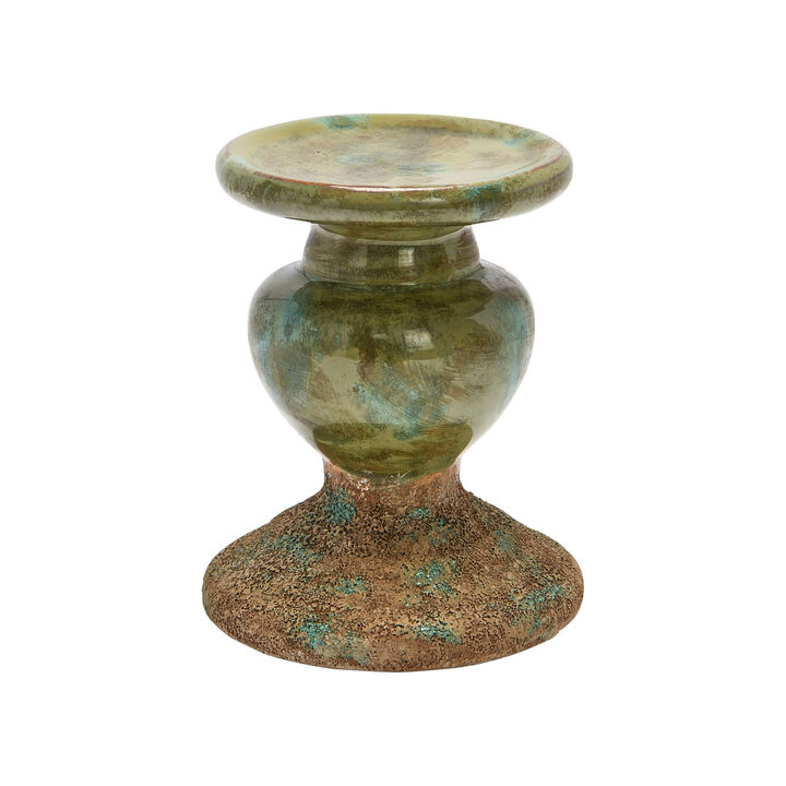 2-Tone Sculptural Terracotta Pillar Candle Holder
