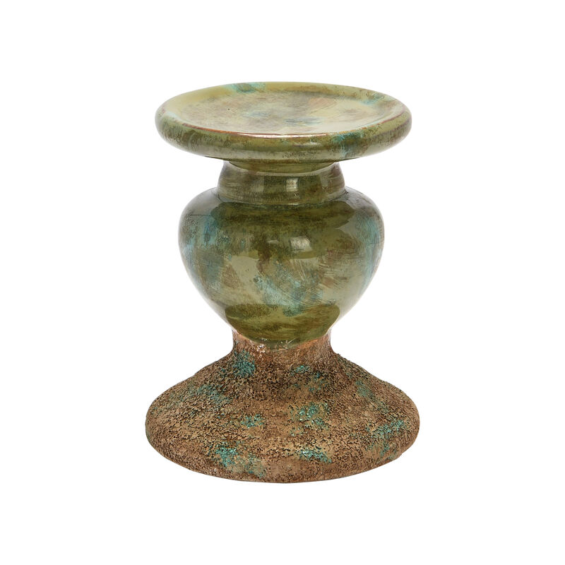 2-Tone Sculptural Terracotta Pillar Candle Holder image number 0
