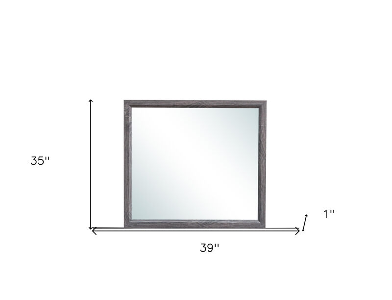 HomeRoots 35" Dark Gray Wood Framed Accent Mirror image number 5