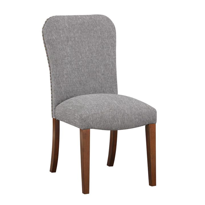 Salina Ashen Grey Dining Chair in Performance Fabric with Nail Heads - set of 2