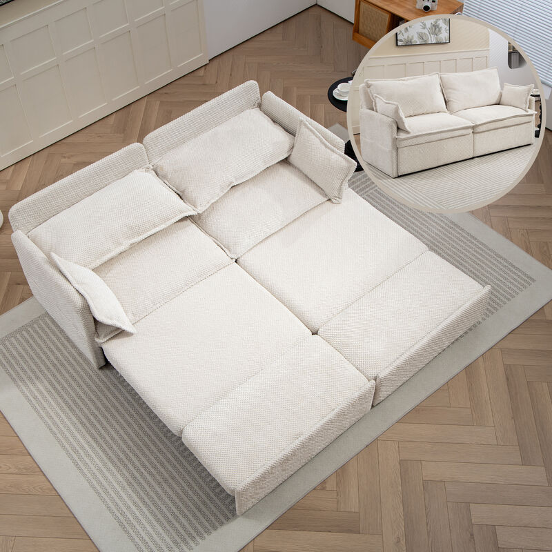 Merax 3-in-1 Corduroy Convertible Sleeper Sofa Couch