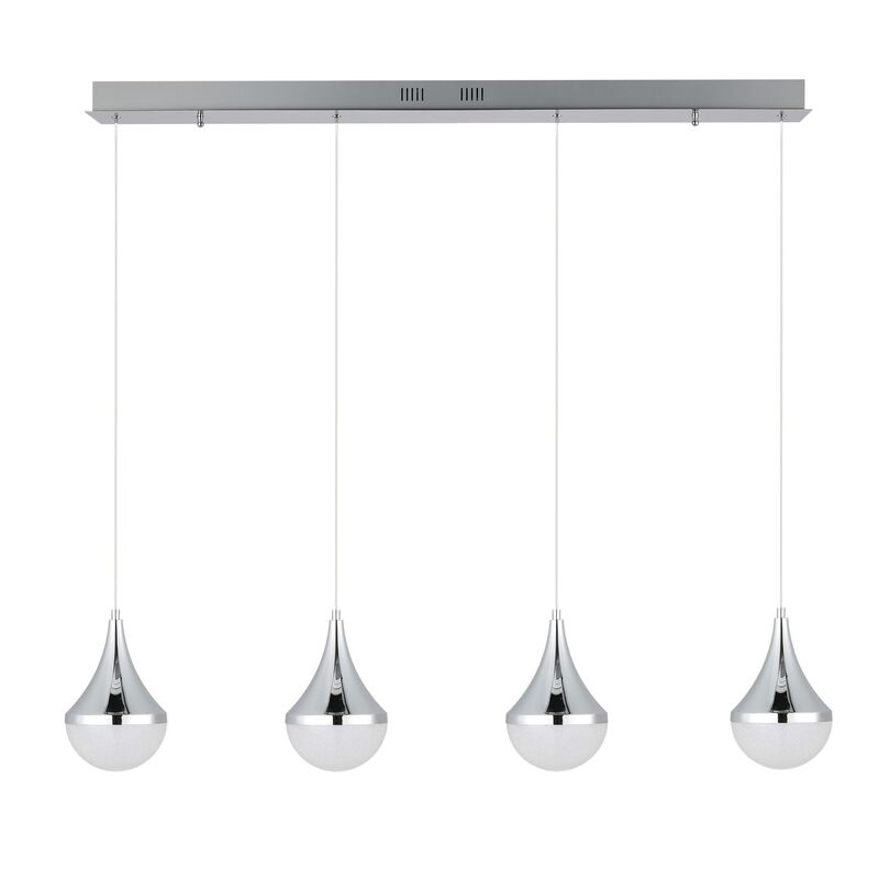 Elyse Teardrop Modern Mid Century Iron/Acrylic Integrated Linear LED Pendant