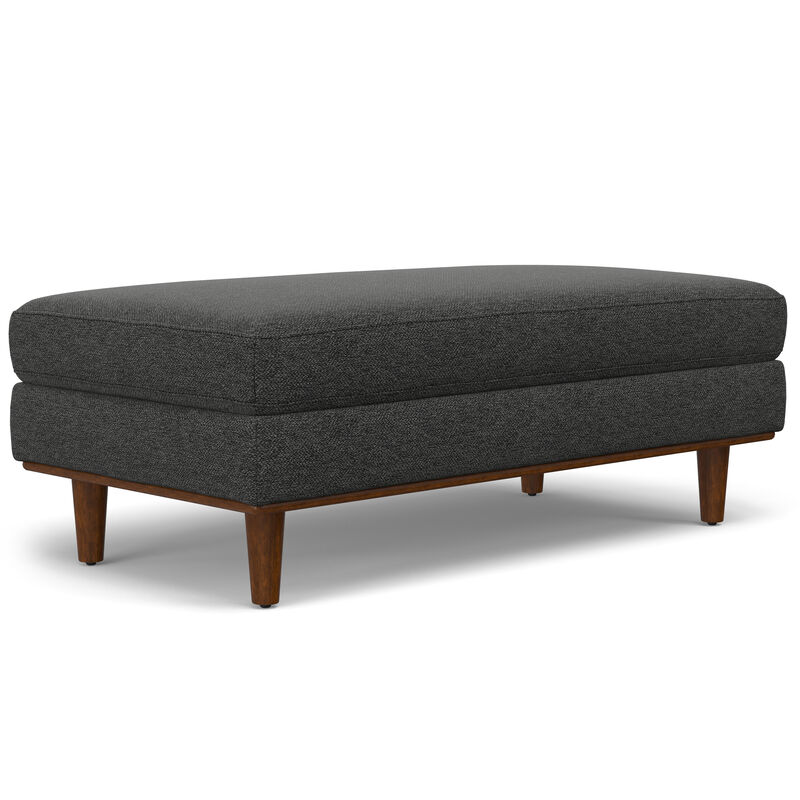 Morrison 49 inch Wide Mid-Century Modern Table Ottoman in Charcoal Grey Woven-Blend Fabric