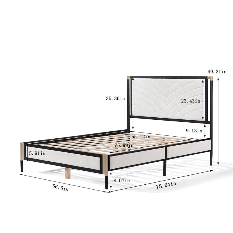 Christopher Knight Home Verve Modern Champagne Silver Metal Platform Bed Frame with Boucle Headboard