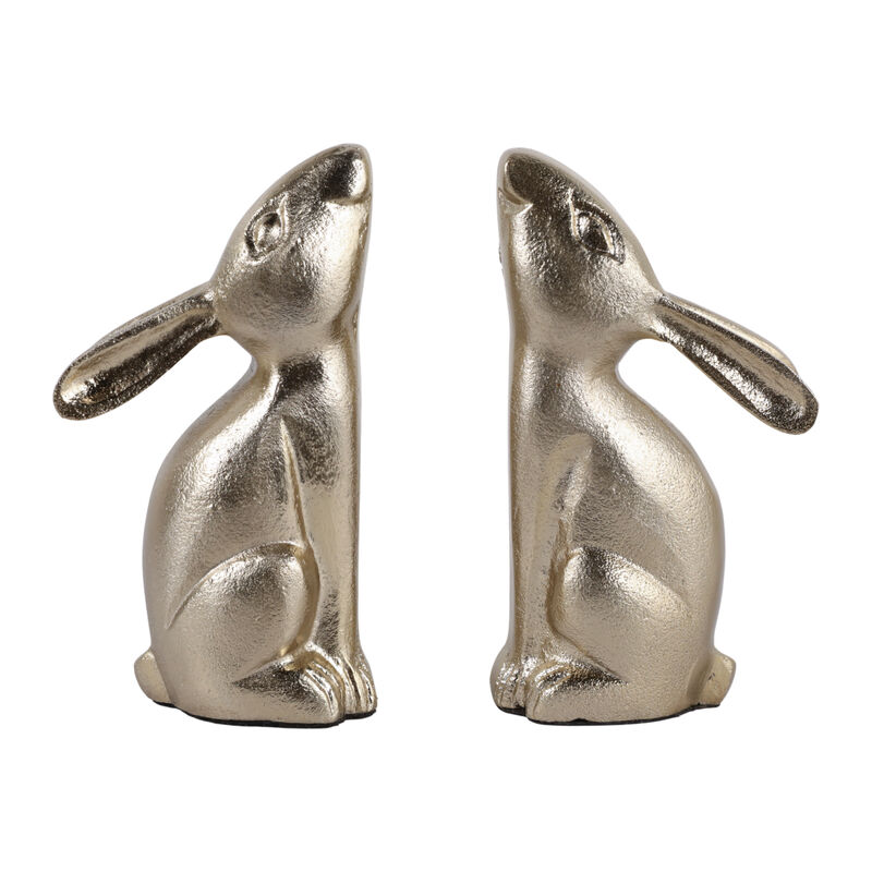 S/2 7" Bunny Bookends, Gold image number 1