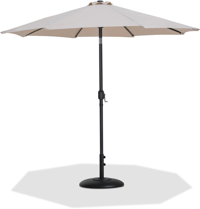 Meridian Furniture Fiji Beige Fabric / Matte Black Aluminum Patio Umbrella with Base Sets