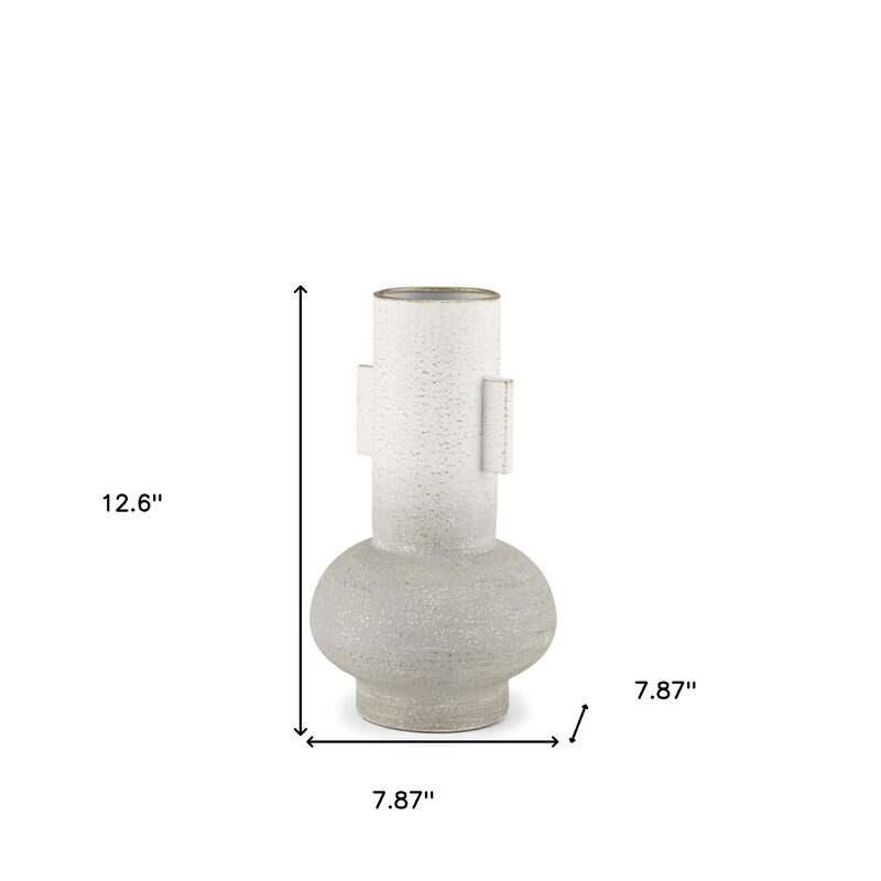 HomeRoots 13" Off White And Gold Metal Table Vase image number 3