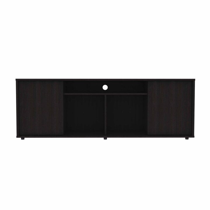 Homezia Black TV Stand Media Center with Two Cabinets