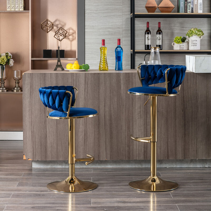 Streamdale Adjustable Height Bar Stools with Chrome Accents (Set of 2)