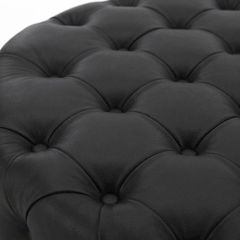 Black Vinyl Ottoman, Contemporary Upholstered Seat for Lounge image number 6
