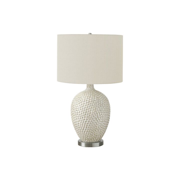 Monarch Specialties I 9607 - Lighting, 28"H, Table Lamp, Cream Ceramic, Ivory / Cream Shade, Contemporary
