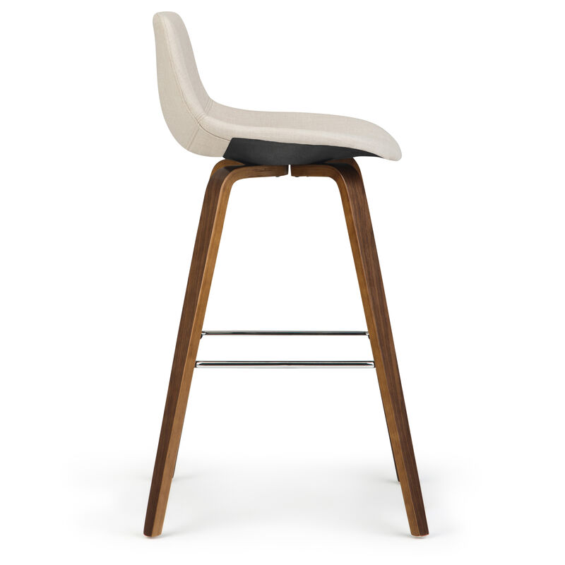 Randolph Mid-Century Modern 28 inch Bentwood Counter/ Bar Height Stool (Set of 2) in Natural Linen Look Fabric