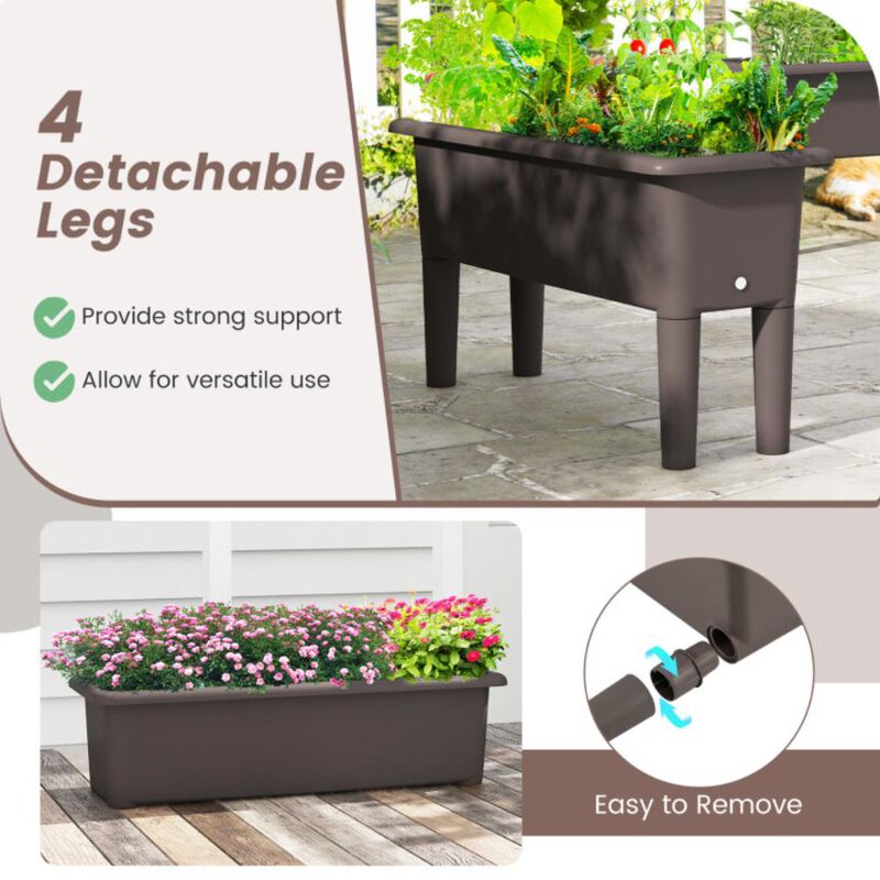 Hivvago 2 PCS Raised Garden Beds Self-Watering Planter Box with Detachable Legs and Drainage Hole