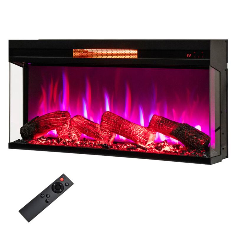 Hivvago 36 Inch 3-Sided 1500W Electric Fireplace with 7-Color Flame