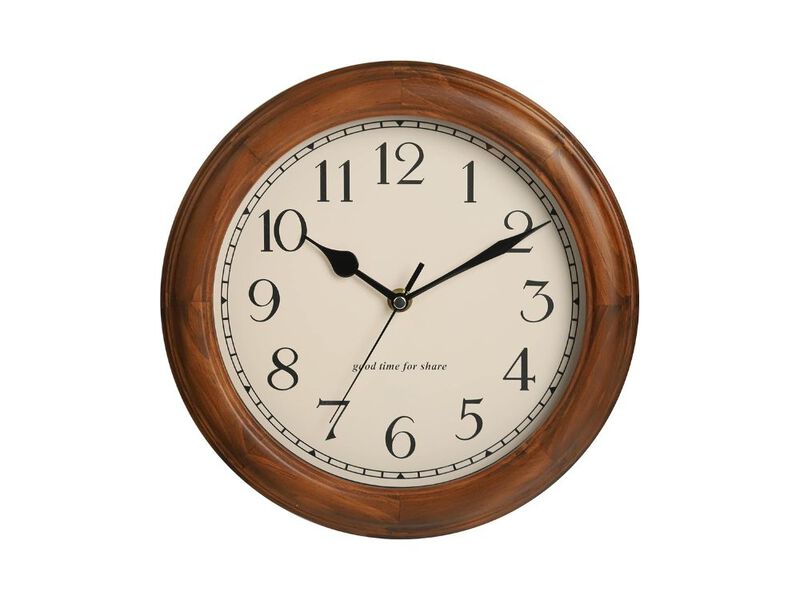 11" Wooden Wall Clock - Retro Design Silent Battery Operated with Big Arabic Numerals image number 0