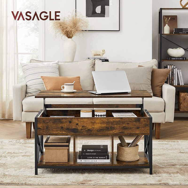 Hivvago Industrial Brown Lift Top Coffee Table