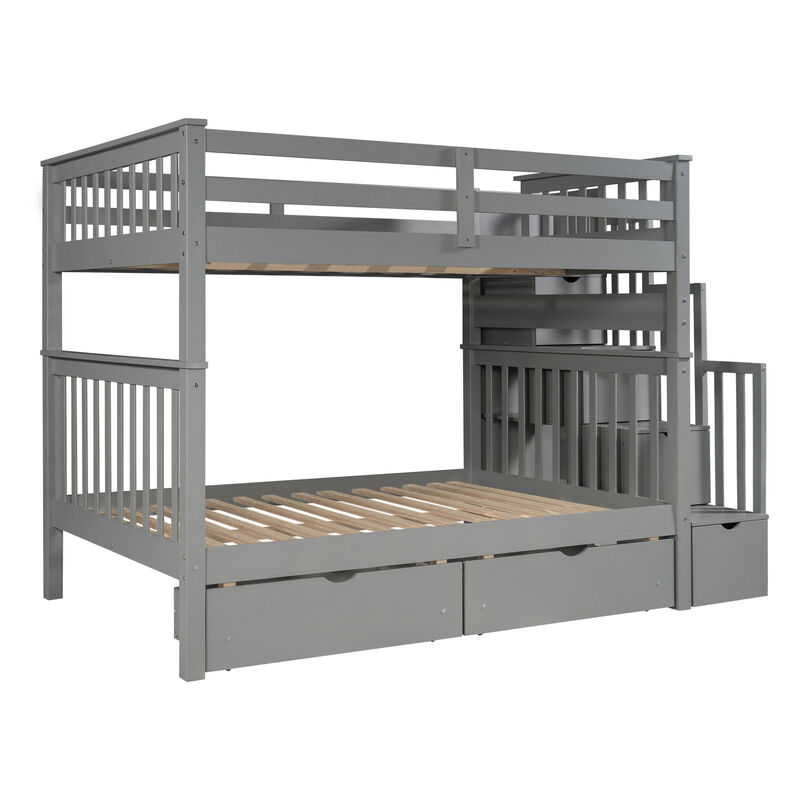 Merax Full Bunk Bed with Shelves and 6 Storage Drawers