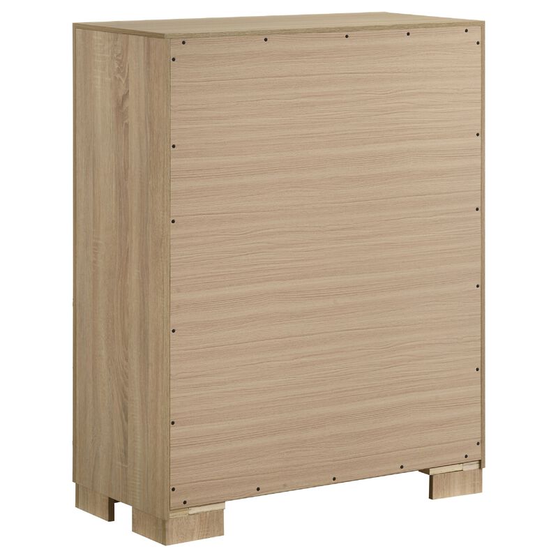 Poxy Tall Dresser Chest with 4 Drawers, Nickel Metal, Oak Brown Wood image number 5