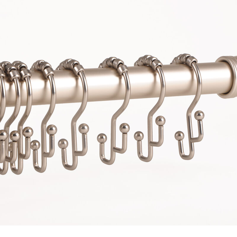 12-Piece Resistant Stepped Metal Double Shower Curtain Hooks image number 4