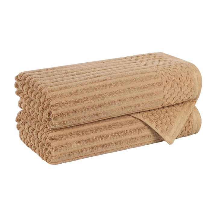 2-Piece Cotton Ribbed Bath Towel Set &ndash; Plush and Quick-Dry