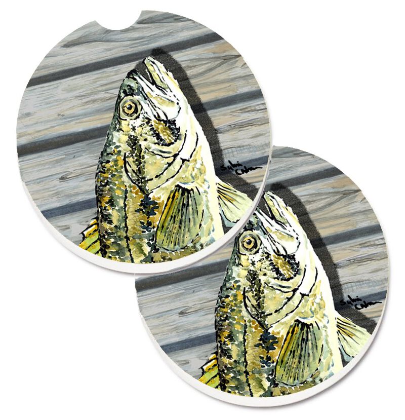 Caroline's Treasures Fish Bass Small Mouth Set of 2 Cup Holder Car Coasters 8493CARC, 2.56, Multicolor