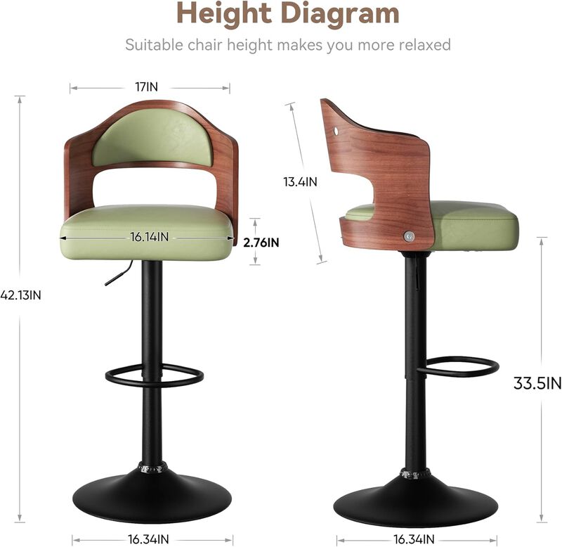Modern Rustic Dual-Color Swivel Bar Stools Set of 2, Height Adjustable Counter Height Stools with Footrest, 360 Degree Commercial Kitchen Chairs for Home, Hotel image number 2