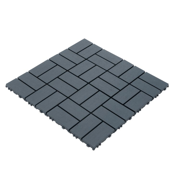 Plastic Interlocking Deck Tiles, 44 Pack 12"x12" Waterproof Patio Flooring for Outdoor and Indoor