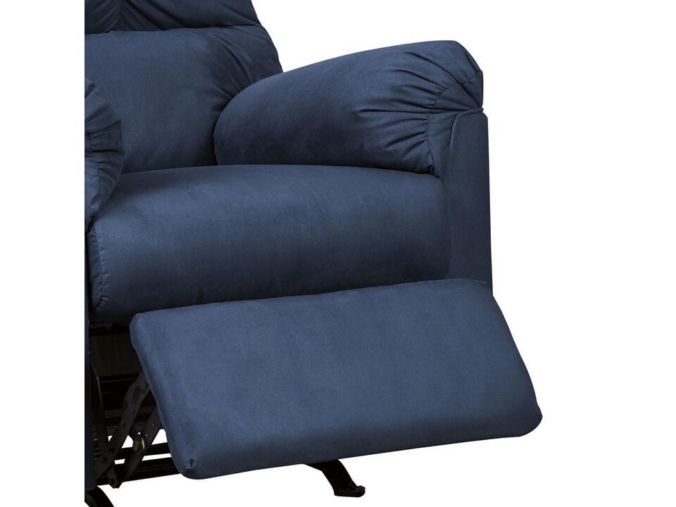 Fabric Upholstered Rocker Recliner with Tufted Backrest, Blue-Benzara