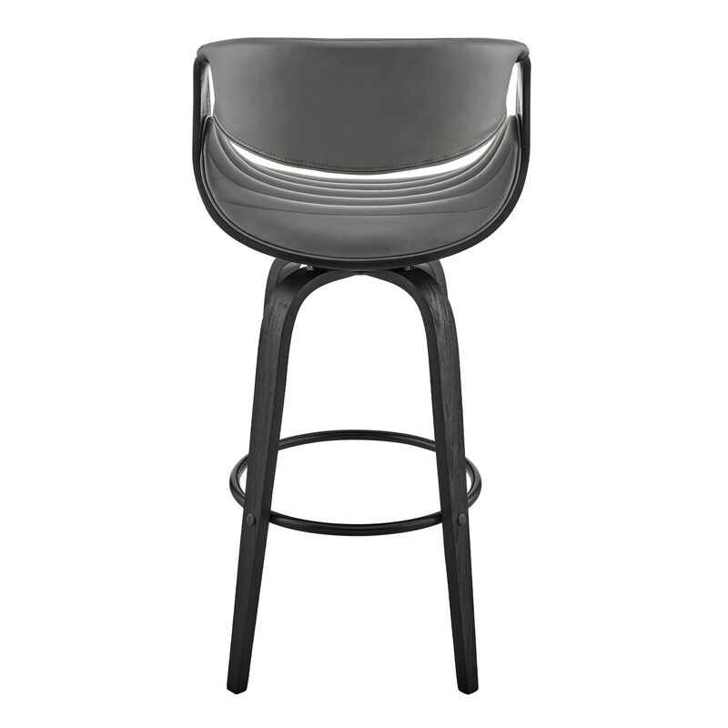 Arya Swivel Counter Stool in Faux Leather and Wood