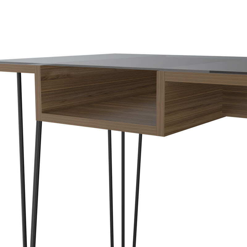 Arizona 140 Writing Desk, Hairpin Legs, One Shelf, Mahogany image number 5