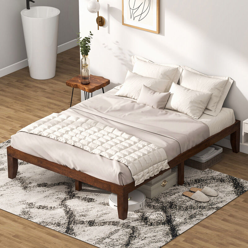 Wooden Bed Frame with Mattress Support for Bedroom or Guest Room