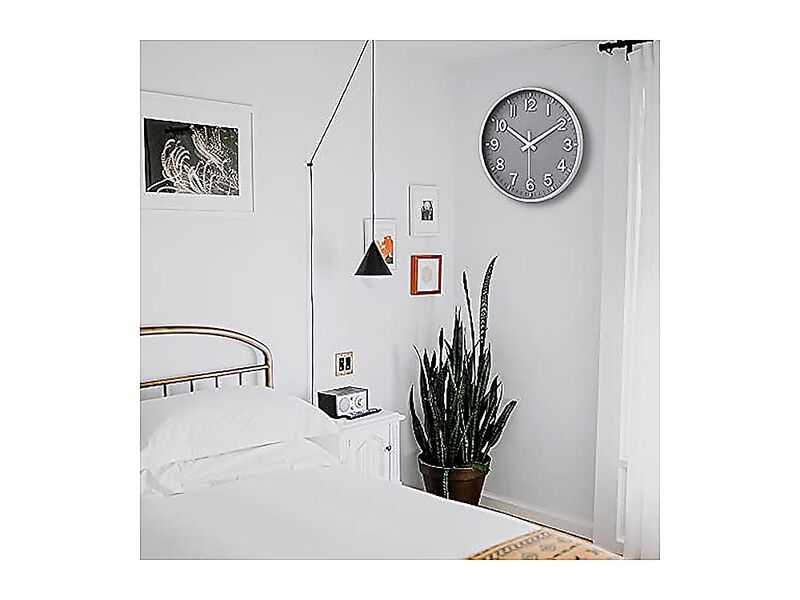Grey Wall Clock 12 Inch Silent Non Ticking Living Room Bedroom Kitchen Office image number 3