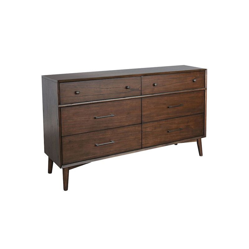 Sunny Designs Mid-Century Modern Walnut 6 Drawer Dresser image number 0