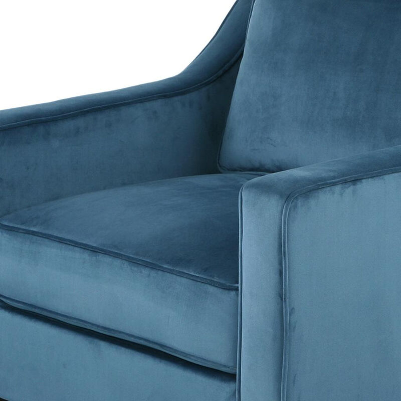 HomeRoots 31" Blue And Black Velvet And Wood Club Chair image number 5