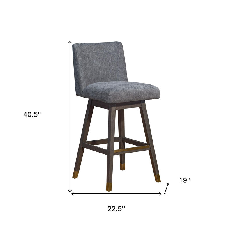 HomeRoots 30" Gray And Brown Solid Wood Bar Height Swivel Bar Chair image number 6