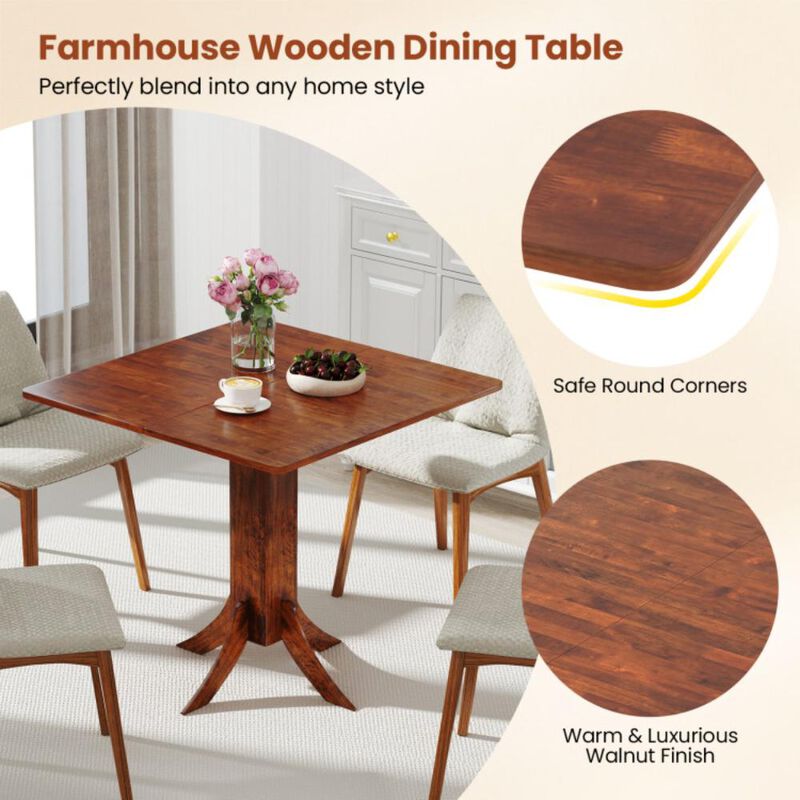 Hivvago Square Dining Table with Pedestal Base and Rubber Wood Frame