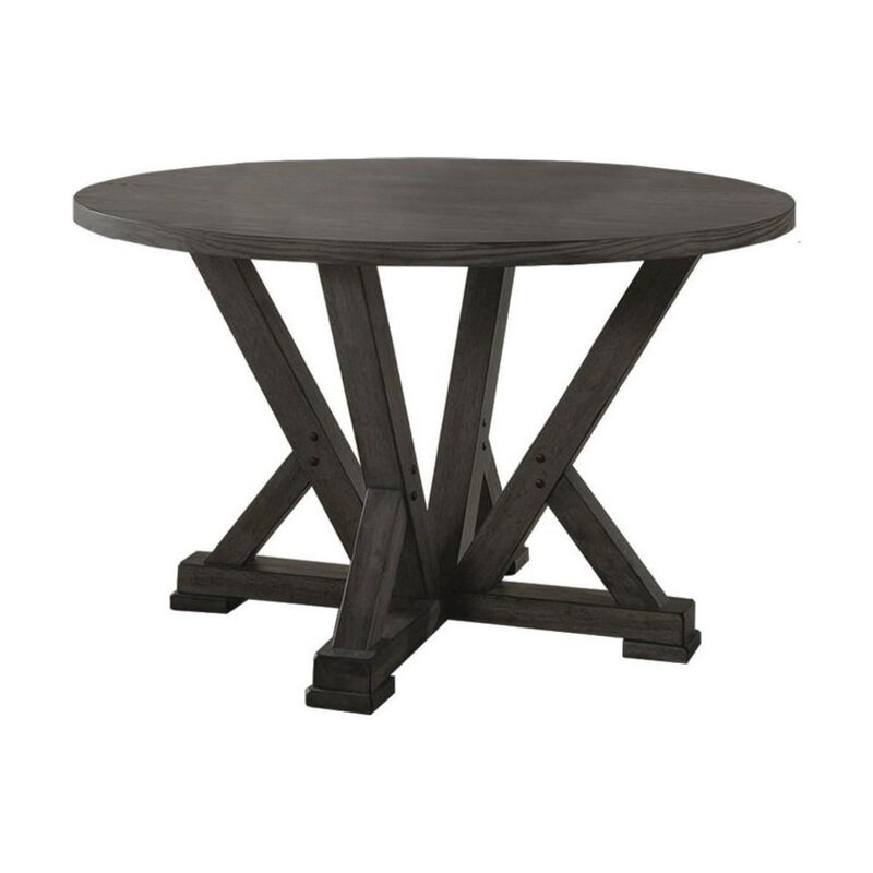 Best Master Solid Wood Round Dining Table in Antique Rustic Gray