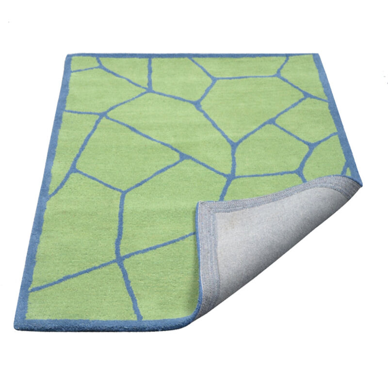 RUGSOTIC CARPETS HAND TUFTED WOOL ECO-FRIENDLY AREA RUGS  - Rectangle Shape, Green & Blue, Contemporary Modern Design, High Pile Handmade Area Rugs for Living Room, Bed Room (K00692) image number 4