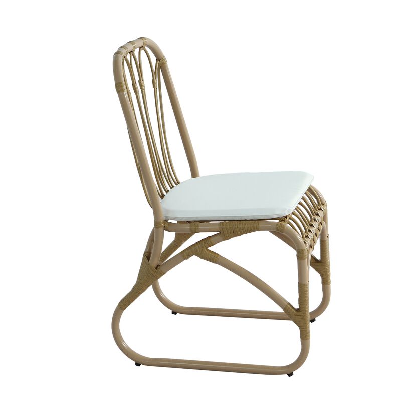 Merax Outdoor PE Wicker Dining Chairs with Washable Cushion Set of 2