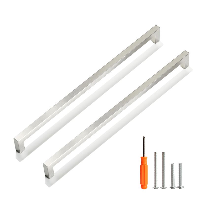 Redunest Cabinet Pulls Brushed Nickel Cabinet Handles Square Drawer Pulls, 50 Pack 13-4/5 Inch Stainless Steel Kitchen Door Cupb