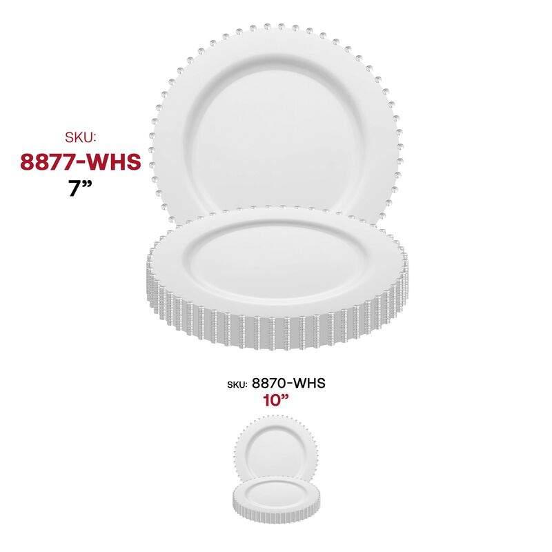 7" White with Silver Pearl String Round Plastic Salad Plates (120 Plates) image number 5