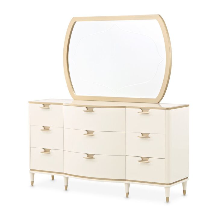 Michael Amini La Terrazza Dresser with Mirror - Creamy Pearl
