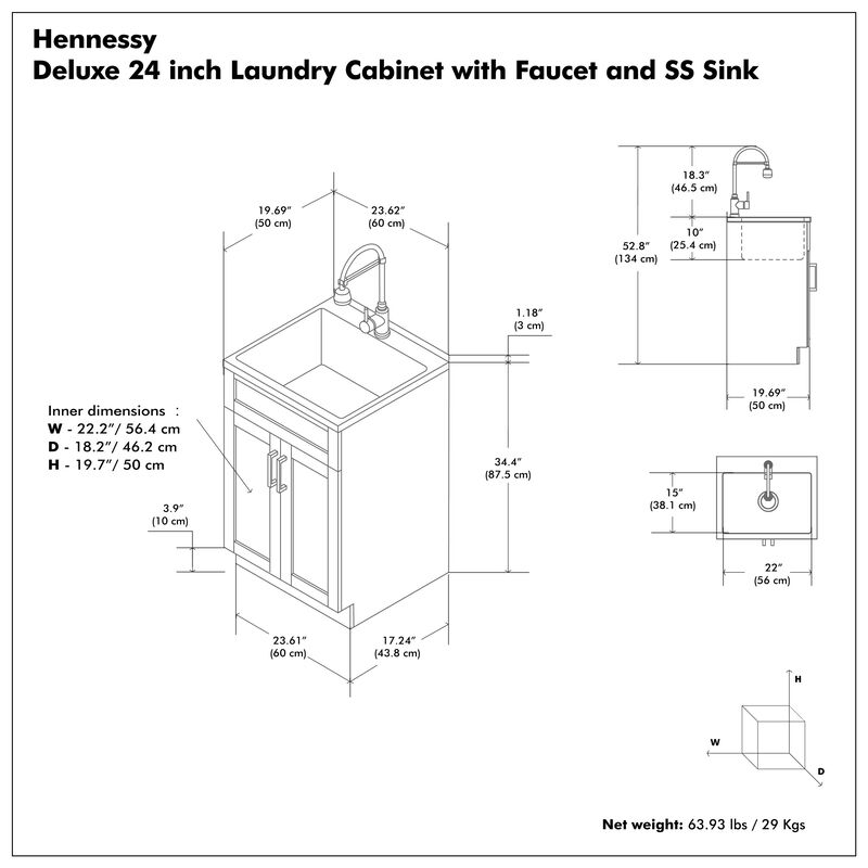 Simpli Home Hennessy All-In-One Laundry Utility Sink and Cabinet image number 7