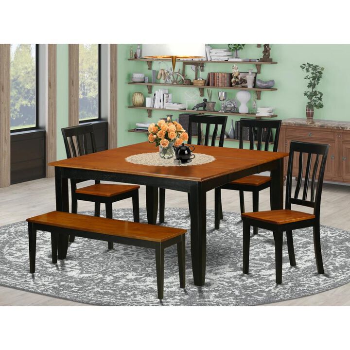 6 PC Kitchen table set with bench-Kitchen Tables and 4 Wood Kitchen Chairs Plus bench