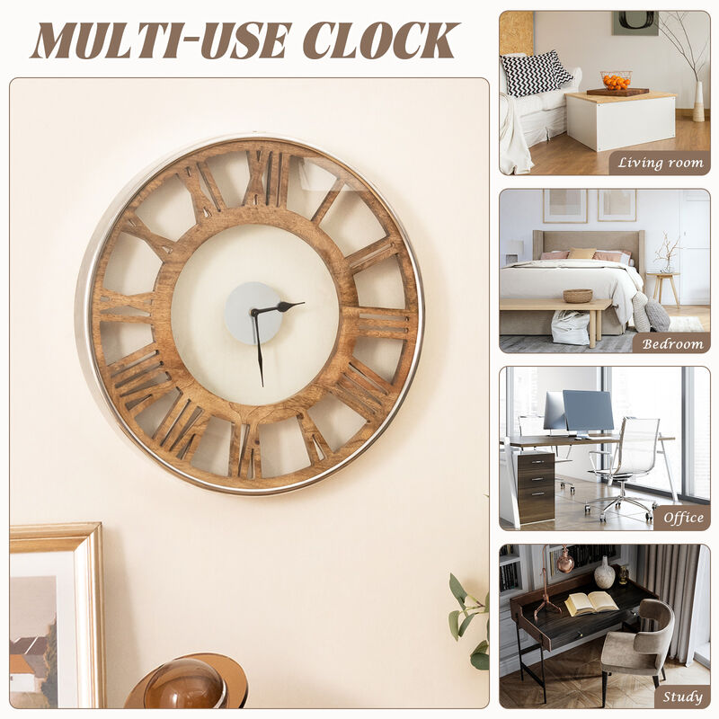 Silent Wall Clock with Classic Frame and Classic Roman Number