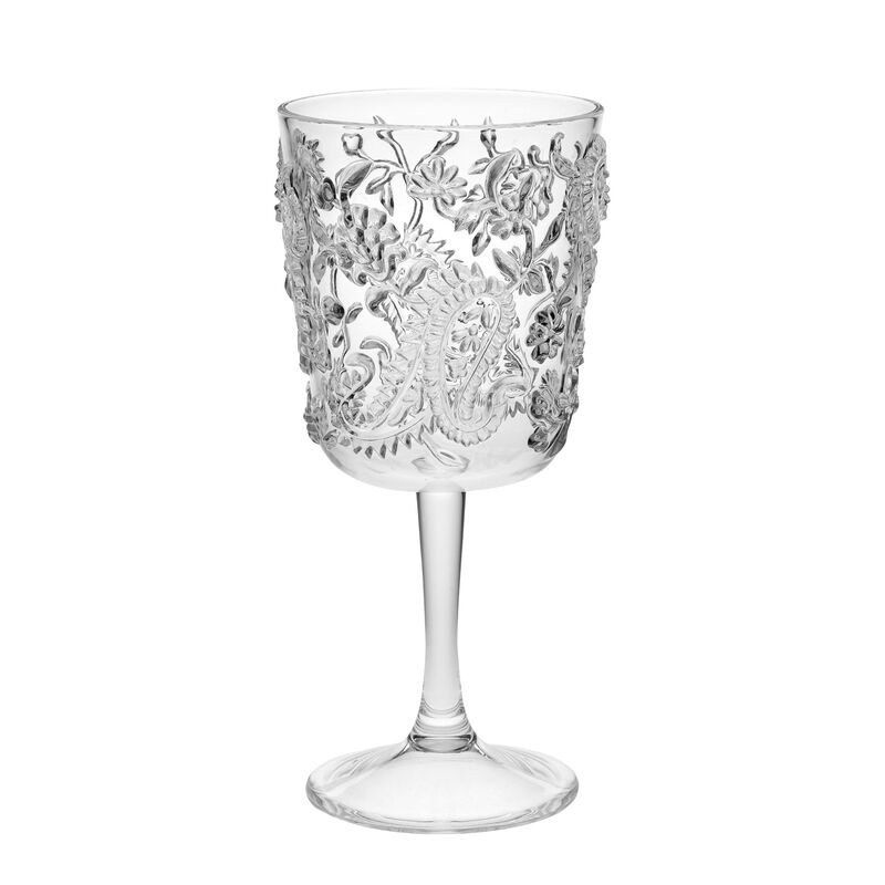 HomeRoots Set of Four Clear Paisley Acrylic Stemmed All Purpose Wine Glass image number 0