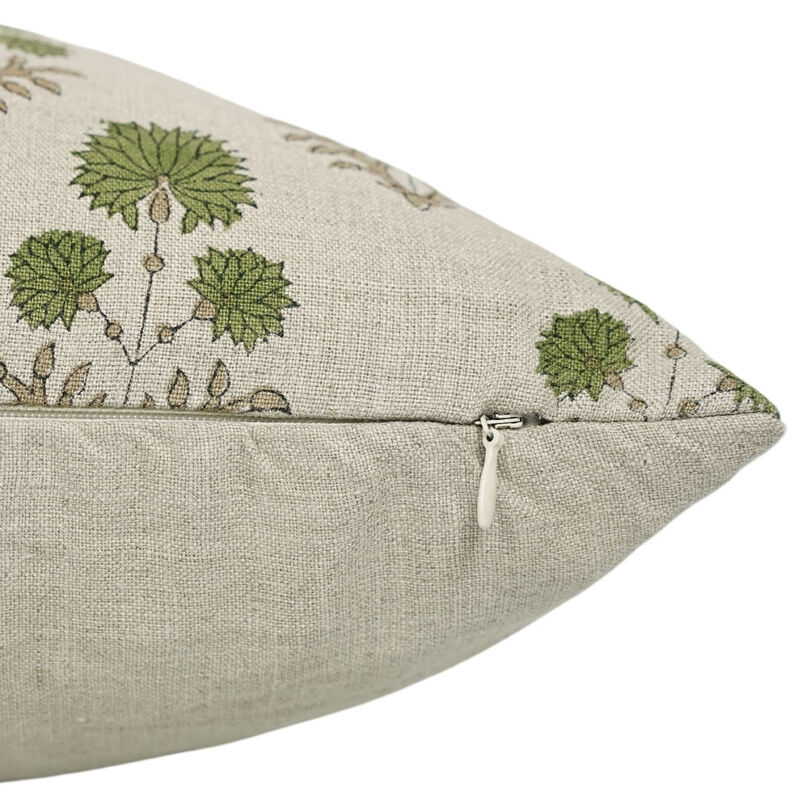 Fabdivine Handblock Green Pure Linen Pillow Cover Boho Throw Cushioncase for Sofa, Couch, Bed, Living, or Farmhouse D&eacute;cor, Rishi image number 7